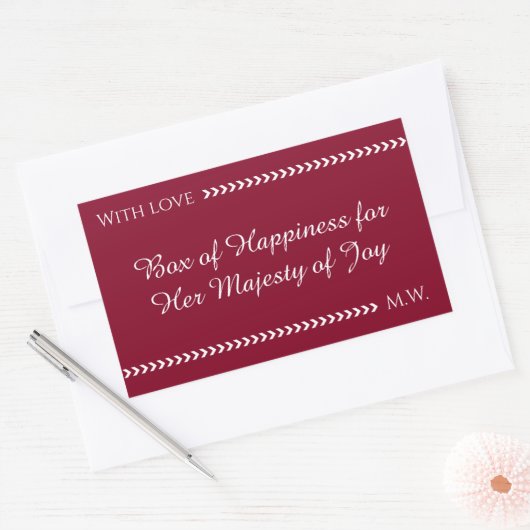 Elegant Burgundy & White Custom Rectangle Sticker  (Envelop)