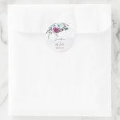 Elegant Burgundy White en Blue Rozen Wedding Ronde Sticker (Tas)