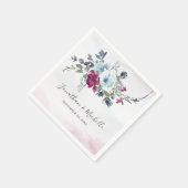 Elegant Burgundy White en Blue Rozen Wedding Servet (Hoek)