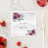 Elegant Burgundy White en Blue Rozen Wedding Servet (Insitu)