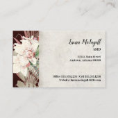 Elegant Burgundy White Floral Orchid Greenery Visitekaartje (Achterkant)