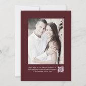 Elegant Burgundy White Gold QR Code Photo Wedding Kaart (Achterkant)