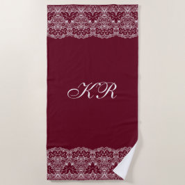 Elegant Burgundy White Lace Gepersonaliseerd Strandlaken
