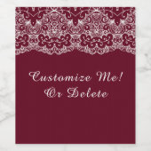 Elegant Burgundy White Lace Gepersonaliseerd Wijn Etiket (Enkel label)