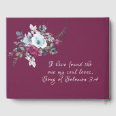 Elegant Burgundy White Roses Christelijk huwelijk Gastenboek (Achterkant)