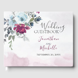 Elegant Burgundy White Roses Christelijk huwelijk Gastenboek