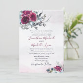 Elegant Burgundy White Roses Christelijk huwelijk Kaart (Staand voorkant)