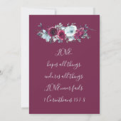 Elegant Burgundy White Roses Christelijk huwelijk Kaart (Achterkant)