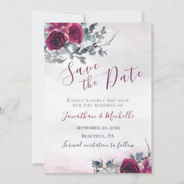 Elegant Burgundy White Roses Christelijk huwelijk Save The Date