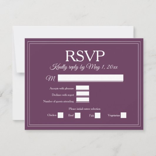 Elegant Burgundy Wine Berry Velvet Wedding RSVP (Voorkant)