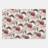 Elegant Burgundy Wine Cream Floral Greenery Stripe Inpakpapier Vel (Voorkant)