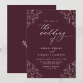 Elegant  Burgundy Wine Weddenschap Kaart (Voorkant / Achterkant)