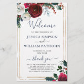 Elegant Burgundy Winter Wedding Ceremony Programme (Voorkant)