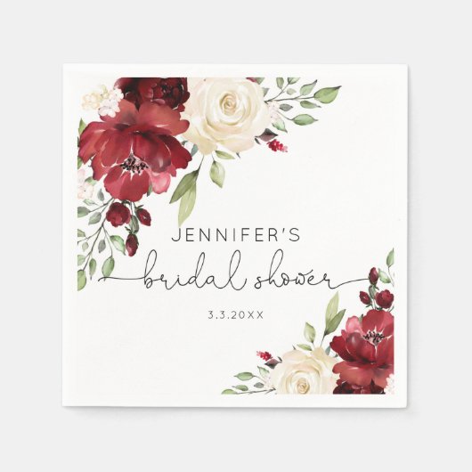 Elegant burgundy's herfst bruiloft servetten (Voorkant)