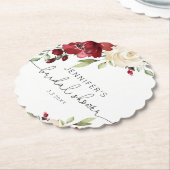 Elegant burgundy's herfst bruiloft servetten kartonnen onderzetters (Gekanteld)