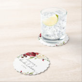 Elegant burgundy's herfst bruiloft servetten kartonnen onderzetters (Insitu)