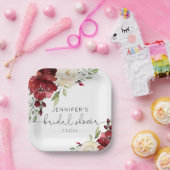 Elegant burgundy's herfst bruiloft servetten papieren bordje (Feest)