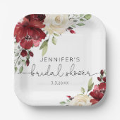 Elegant burgundy's herfst bruiloft servetten papieren bordje (Voorkant)