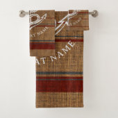 Elegant Burlap Anchor Nautical Boat Name Aangepast Bad Handdoek (Insitu)