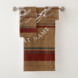 Elegant Burlap Anchor Nautical Boat Name Aangepast Bad Handdoek