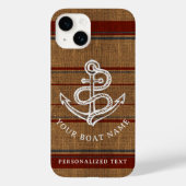 Elegant Burlap Anchor Nautical Boat Name Aangepast Case-Mate iPhone Case (Achterkant)