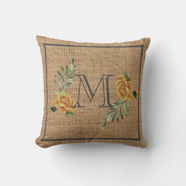 elegant burlap monogram kussen (Voorkant)
