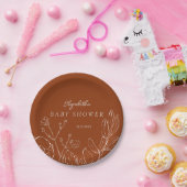 Elegant Burnt Orange Botanical Leaves Papieren Bordje (Feest)