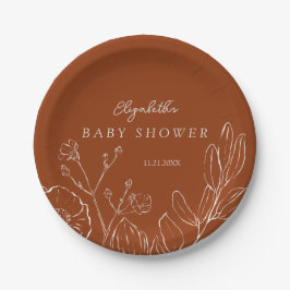 Elegant Burnt Orange Botanical Leaves  Papieren Bordje