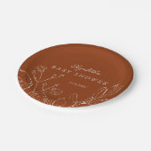 Elegant Burnt Orange Botanical Leaves Papieren Bordje (Gekanteld)