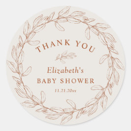 Elegant Burnt Orange Botanical Thank You Ronde Sticker