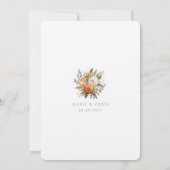 Elegant Burnt Orange Floral Elopement Reception Kaart (Achterkant)