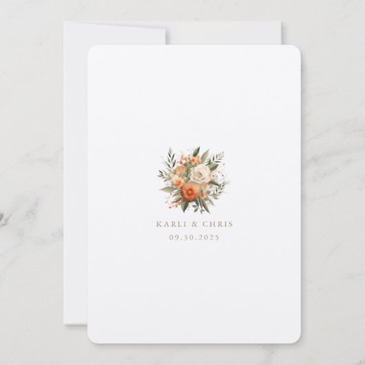 Elegant Burnt Orange Floral Elopement Reception Kaart (Achterkant)