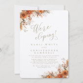 Elegant Burnt Orange Floral Elopement Reception Kaart (Voorkant)