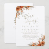 Elegant Burnt Orange Floral Elopement Reception Kaart (Voorkant / Achterkant)