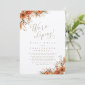 Elegant Burnt Orange Floral Elopement Reception Kaart (Staand voorkant)