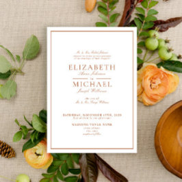 Elegant Burnt Oranje Classic Script Wedding Kaart