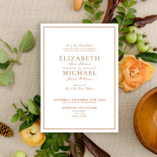 Elegant Burnt Oranje Classic Script Wedding Kaart