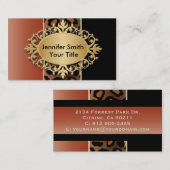 Elegant Burnt Oranje en Black Leopard Print Visitekaartje (Voorkant / Achterkant)