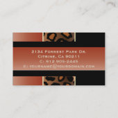 Elegant Burnt Oranje en Black Leopard Print Visitekaartje (Achterkant)