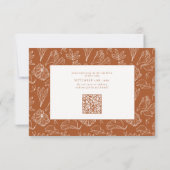 Elegant Burnt Oranje Floral Line Art Wedding RSVP Kaartje (Achterkant)