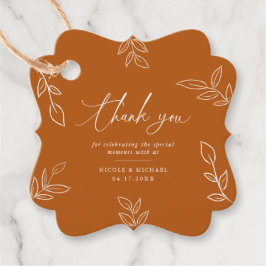 Elegant Burnt Oranje Leaves Dank je huwelijk Bedankjes Labels