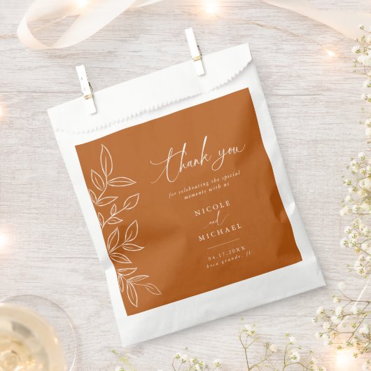 Elegant Burnt Oranje Leaves Weddenschap Bedankt Bedankzakje (Geknipt)