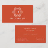 Elegant Burnt Oranje Masseuse Spa Professional  Visitekaartje (Voorkant / Achterkant)