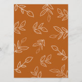 Elegant Burnt Oranje Minimalist Leaves Wedding Menu (Achterkant)