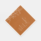 Elegant Burnt Oranje Minimalist Leaves Wedding Servet (Hoek)