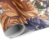 Elegant Burnt Oranje Navy Blue Herfst Autumn Flora Cadeaupapier (Rol Hoek)