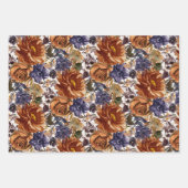Elegant Burnt Oranje Navy Blue Herfst Autumn Flora Inpakpapier Vel (Voorkant)