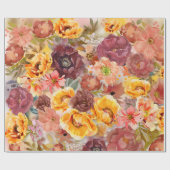 Elegant Burnt Oranje Rust Waterverf Floral Wrapp Cadeaupapier (Vlak)