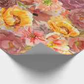 Elegant Burnt Oranje Rust Waterverf Floral Wrapp Cadeaupapier (Hoek)