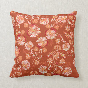 Elegant Burnt Oranje Terracotta Floral Pattern  Kussen